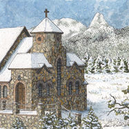 Old rock church in the mountains of Colorado