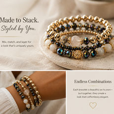 Exquisite handcrafted stackable natural stone beaded stretch bracelets by SLAB Elements by SLAB Soapery