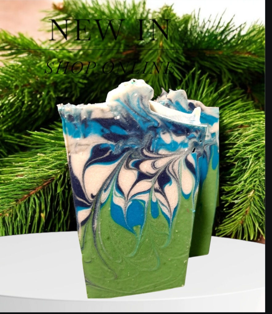 Juniperberry + Pine. Holiday Ready for you! Check us out at slab-soapery.com