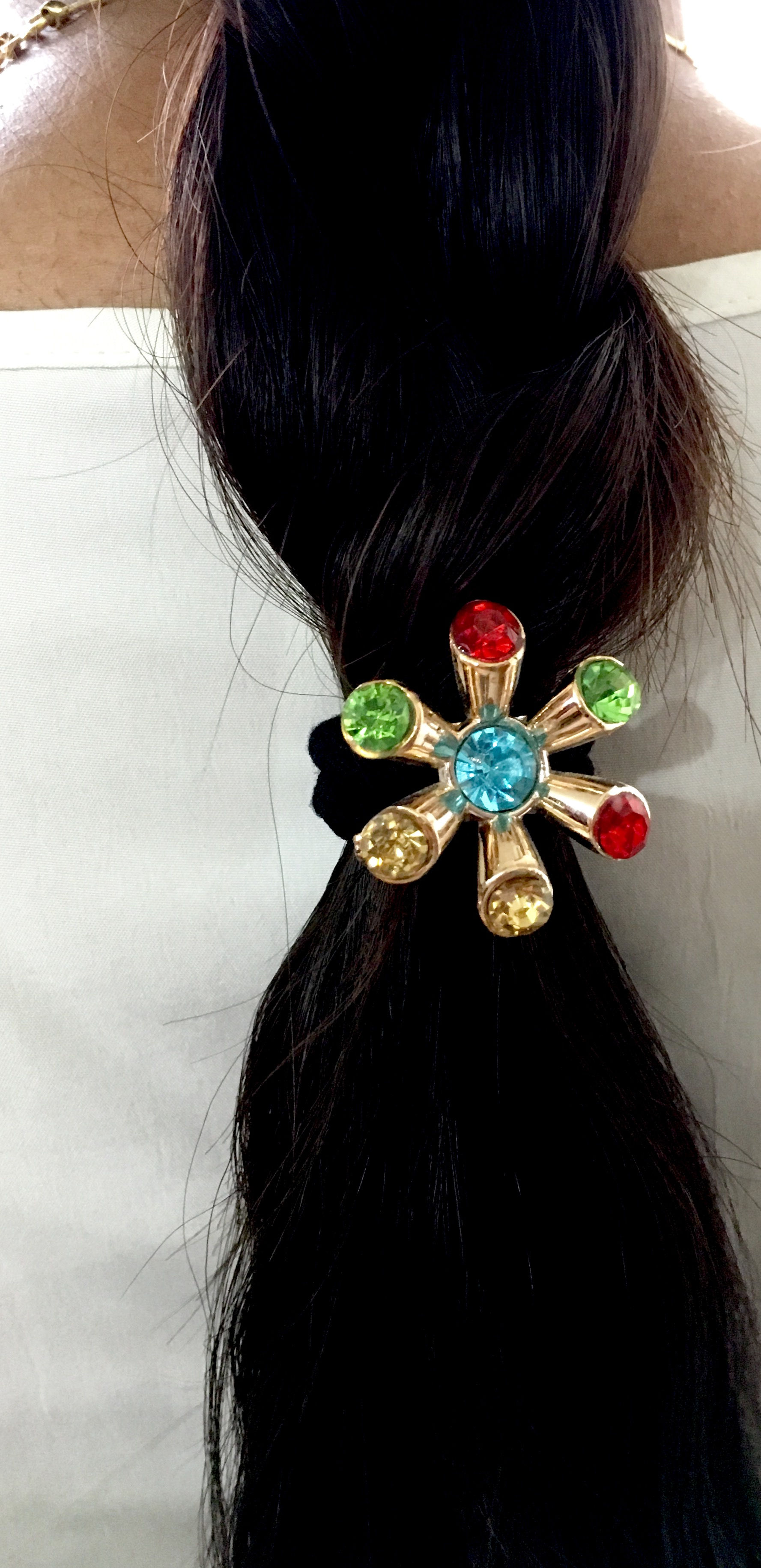 Red, Green and Gold Flower Hair Elastic