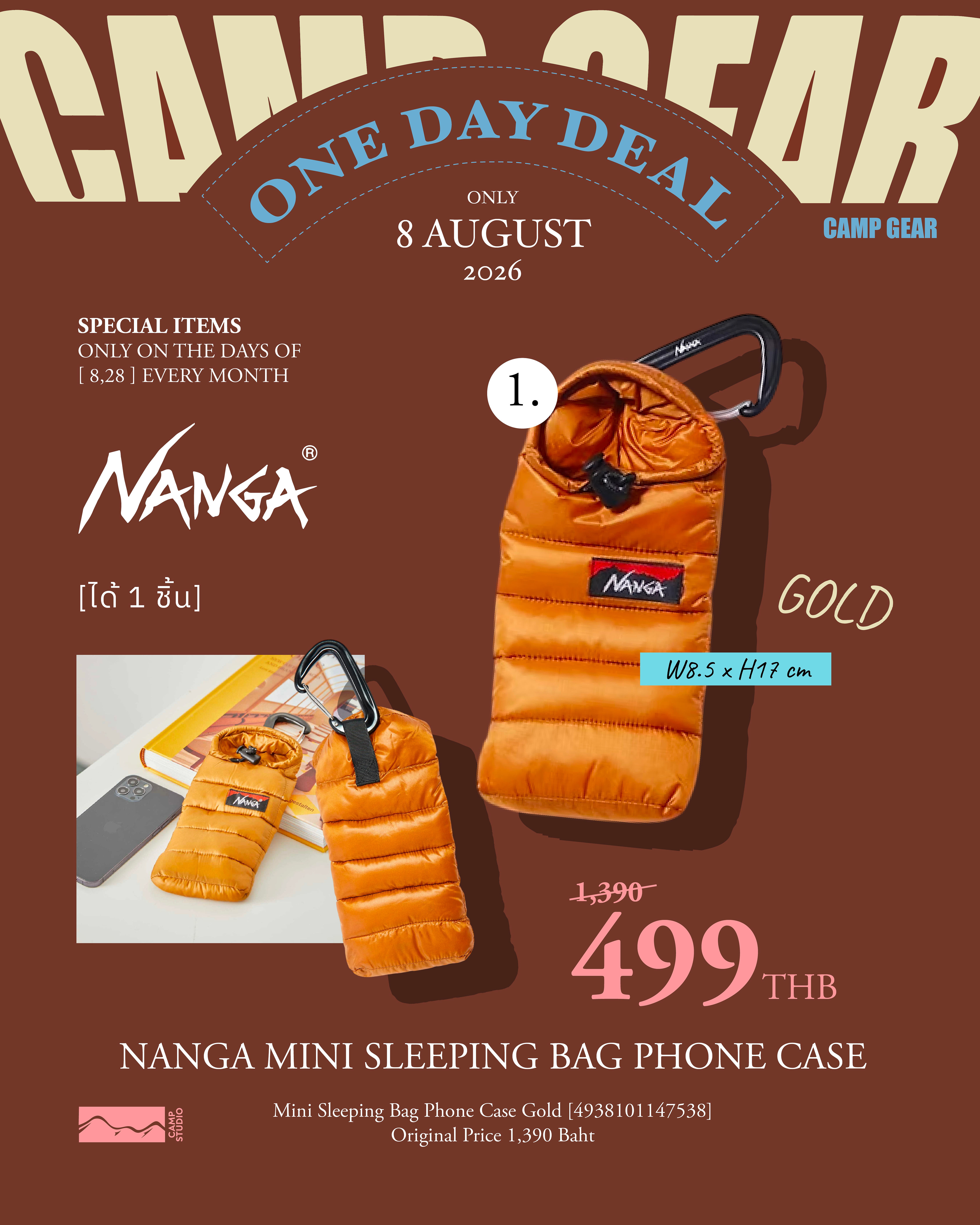 NANGA Mini Sleeping Bag Phone Case Gold-8Aug26