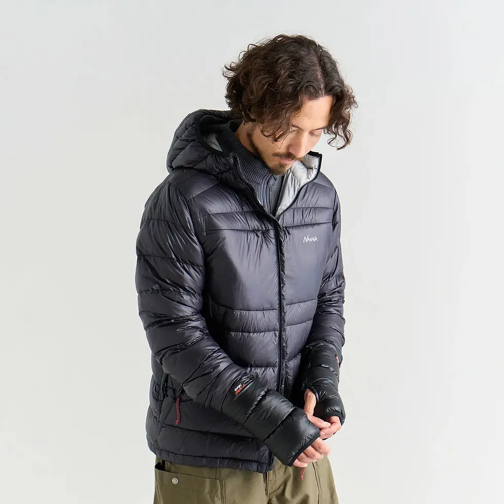 ภาพขนาดย่อ: NANGA MINIMARHYTHM DOWN ZIP HOODIE BLKxL.GRY