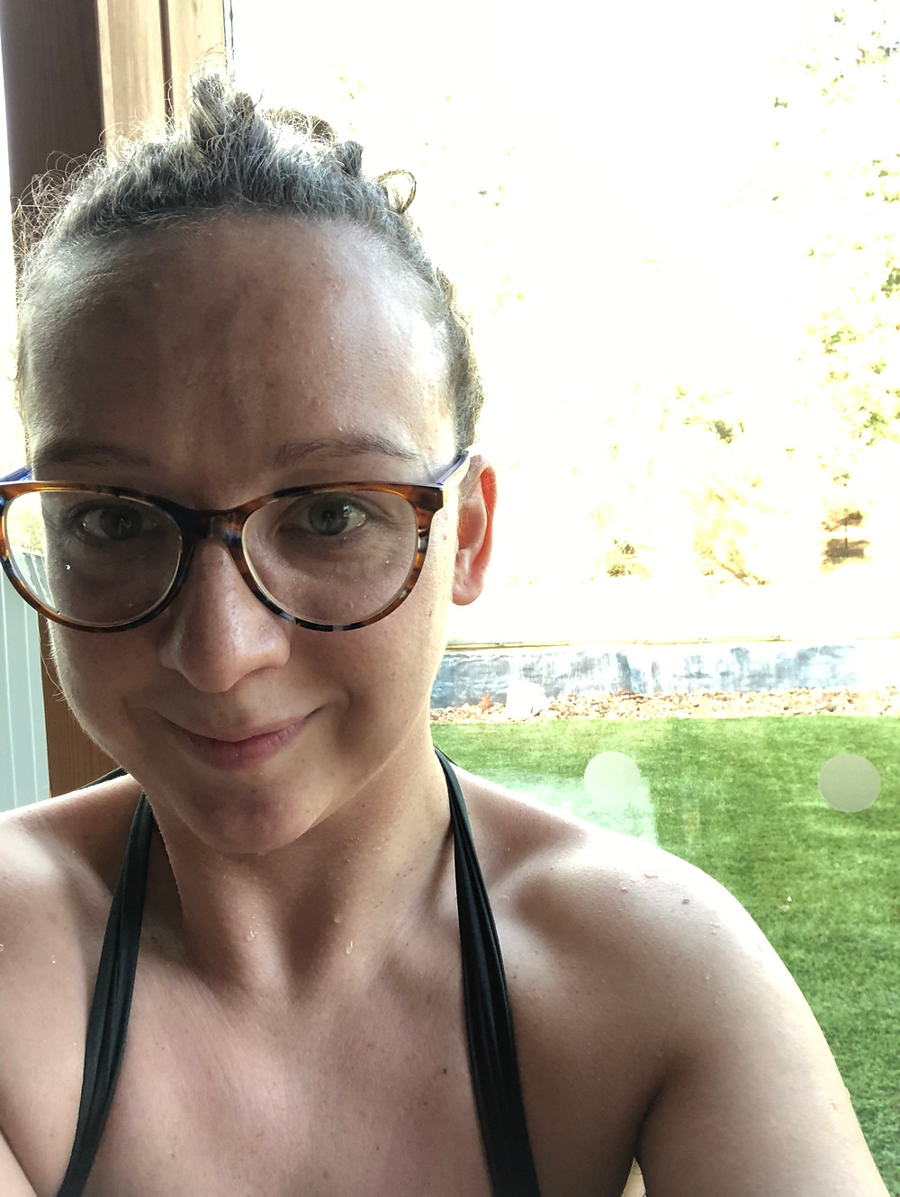 Carrie-Ann Lightley Disabled Travel Blogger in the sauna.