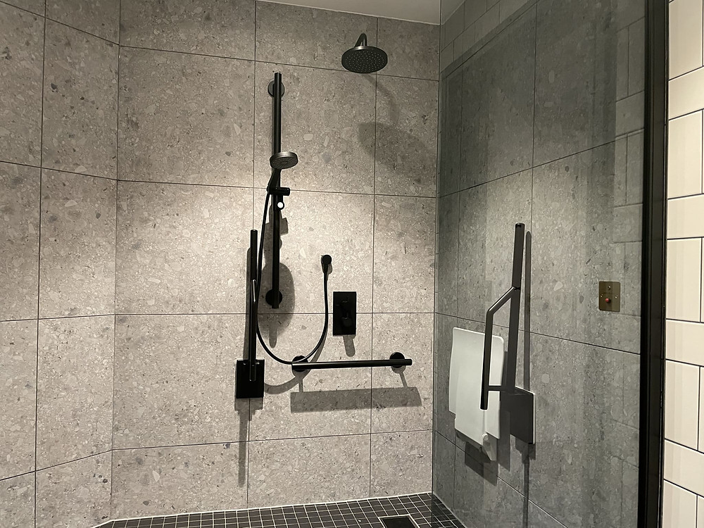 Hotel Brooklyn Manchester Wheelchair Accessible wheel in shower