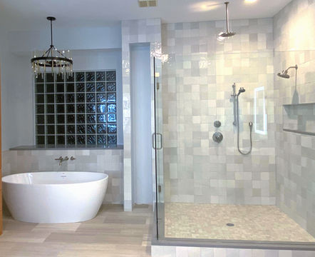 bathroom shower upgrade North Dallas TX frameless glass tile
