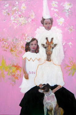 Tableau rose girafe 148x97
