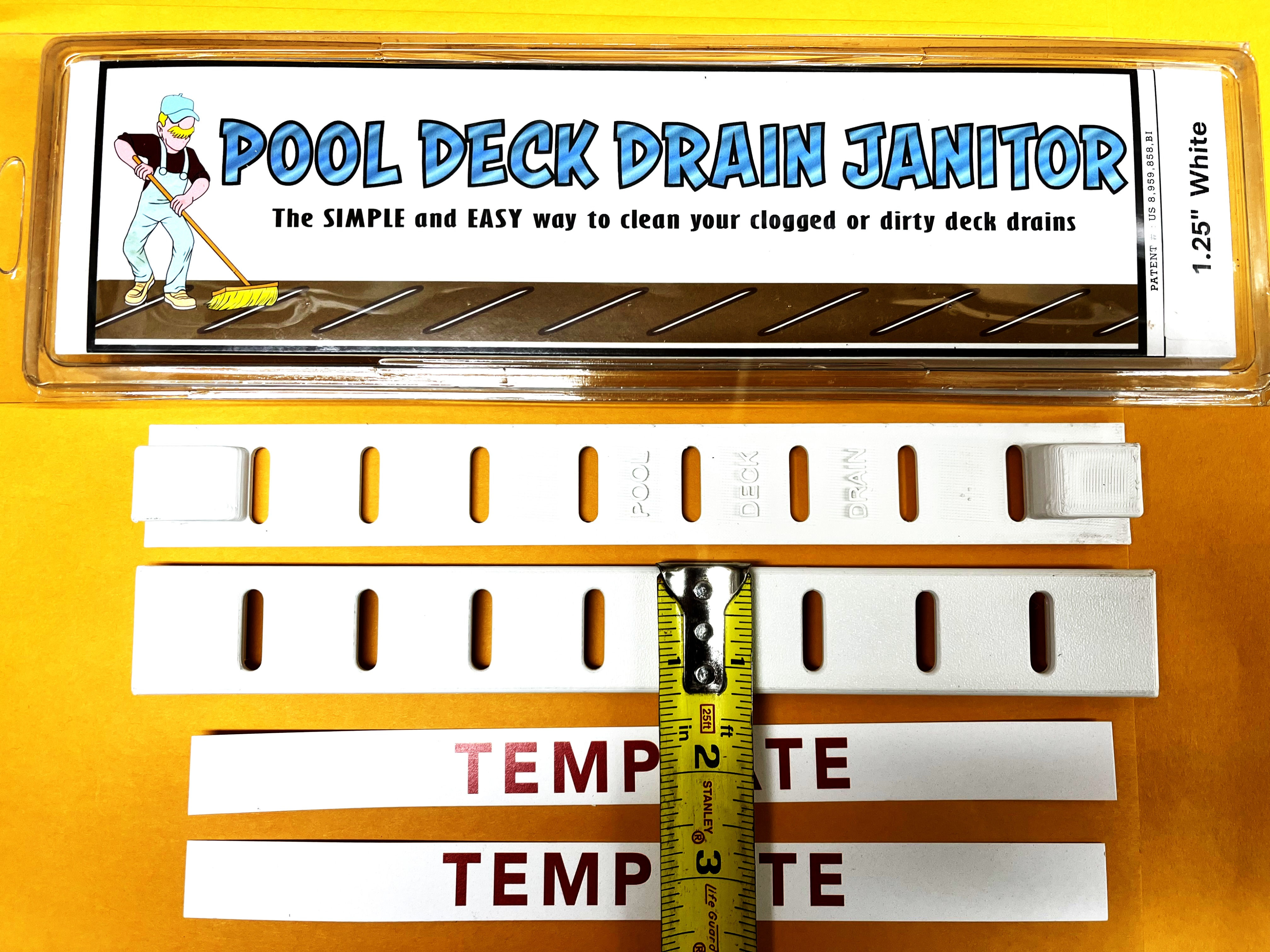 For 1.25" Wide WHITE Deck Drains with Flat Top