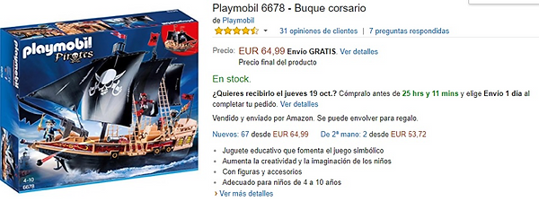barco pirata playmobil toysrus