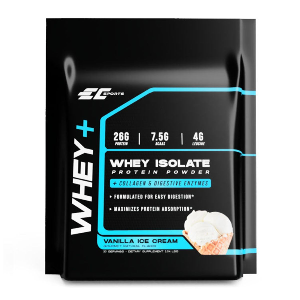 EC SPORTS - WHEY + SUPERIOR ABSORPTION PROTEIN WITH COLLAGEN (Vanilla Ice Cream 2.04lbs) Made in USA