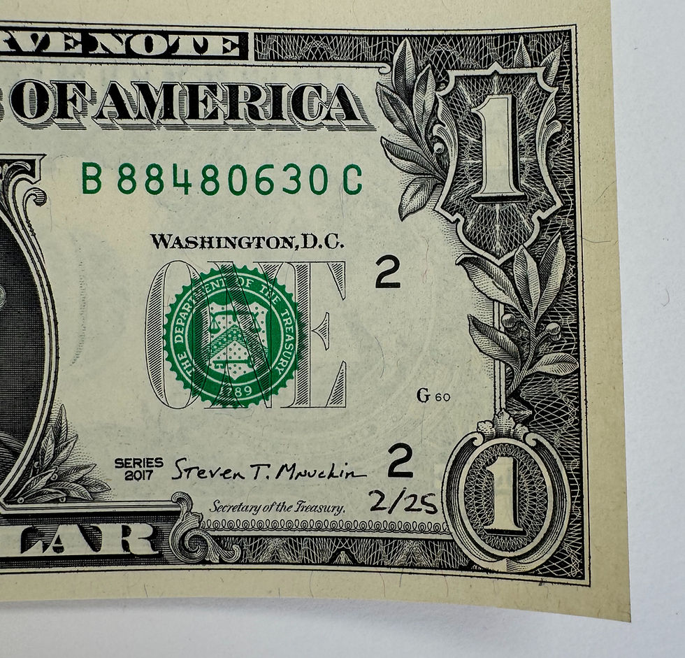 Thumbnail: 'V-J Kiss' - Original artwork by street artist Catman hand painted on uncut dollar bills as part of The Buck series