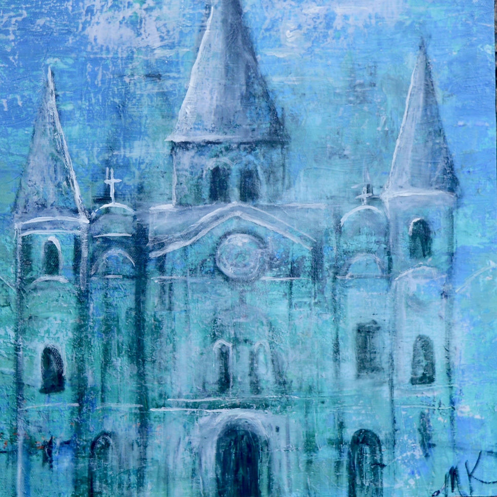St.Louis Cathedral in Blue - Embellished Giclée