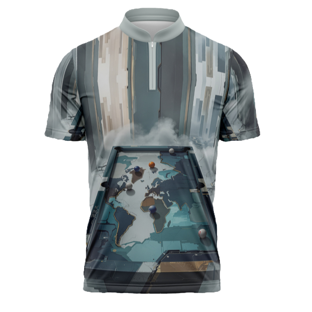 Premium zip collar jersey with billiards artisan pool table design