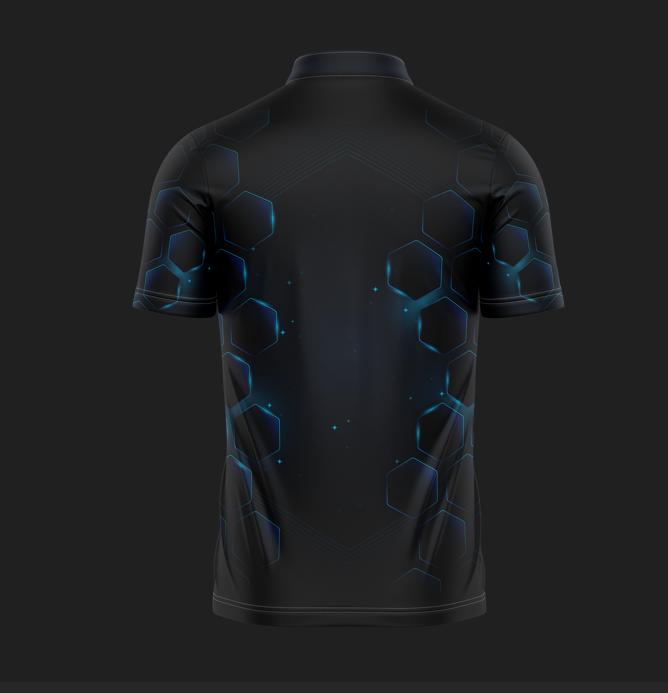 Back view of the Dark Hexa zip collar performance jersey.