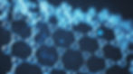 3D abstract illustration of molecular structure with connected atoms and bonds on a blue b