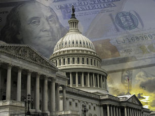 United States Congress in Washington, DC with money