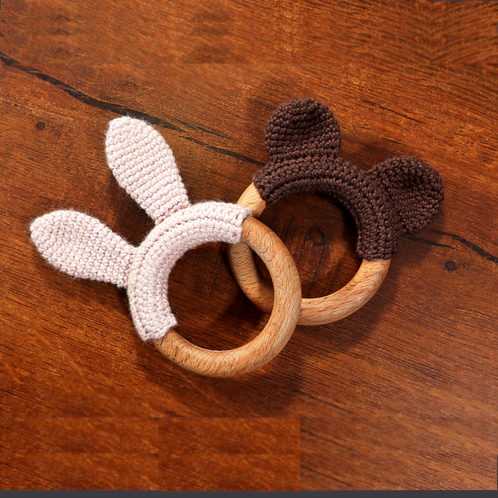 HANDMADE WOODEN TEETHER SET - HAPPY EARS