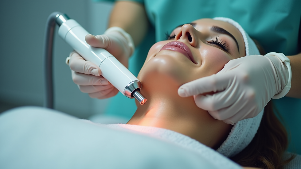 Close-up view of skincare professional preparing laser equipment in clinic