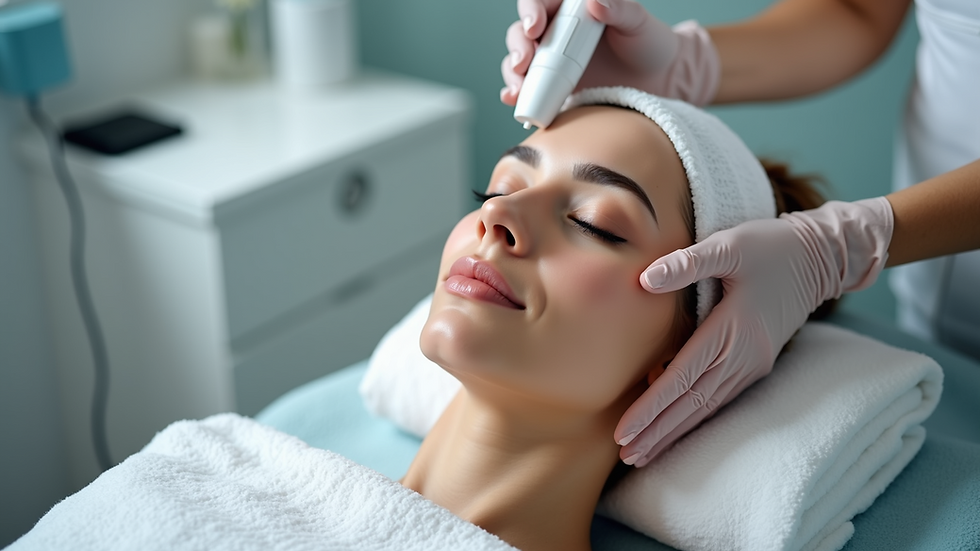 High angle view of a microdermabrasion machine set up for a skincare session