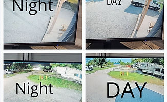 Surveillance camera footage comparison showing day and night vision