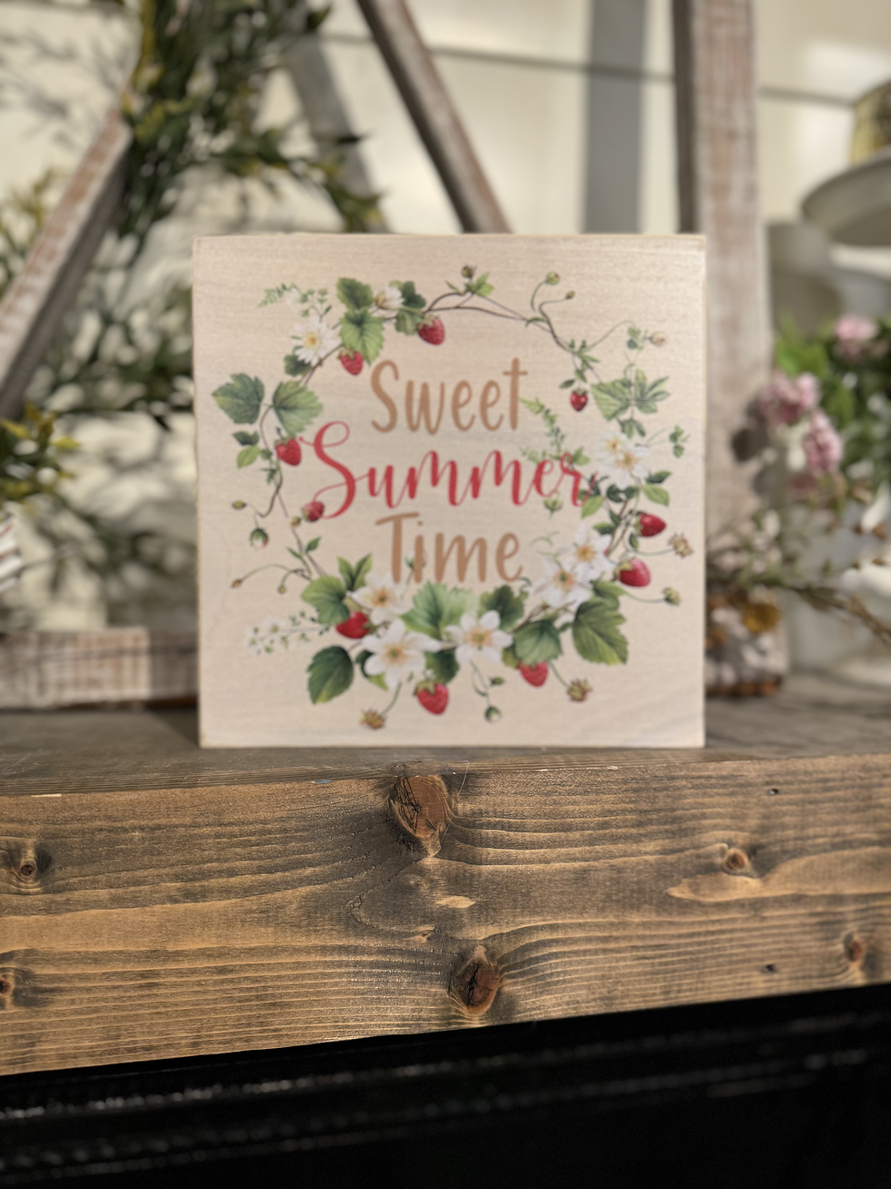 Thumbnail: Printed Sweet Summer time Word Block 7.5”x7.5”