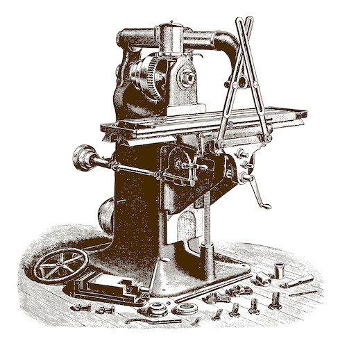 Drawing of an antique Milling Machine