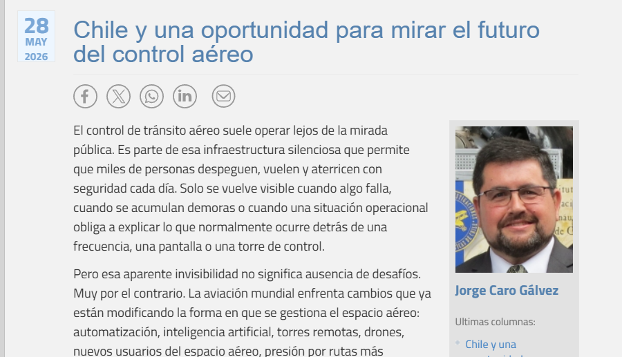 Chile y una oportunidad para mirar el futuro del control aéreo