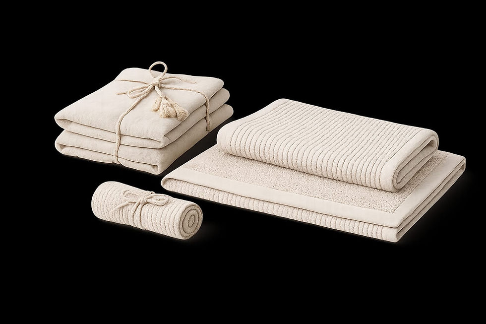 Linen Towels & Neutral Bathmat