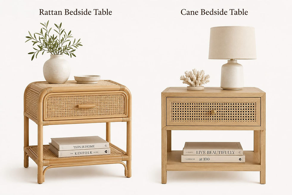 Rattan & Cane Bedside Table