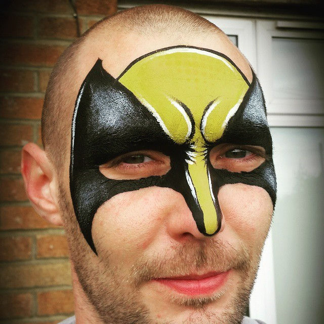#Wolverine #DiamondFX #black #yellow #marvel #facepaint #FacePainting #facepainter #adults #kids #bodypainting #Bodypaint #bodyart #comic #l