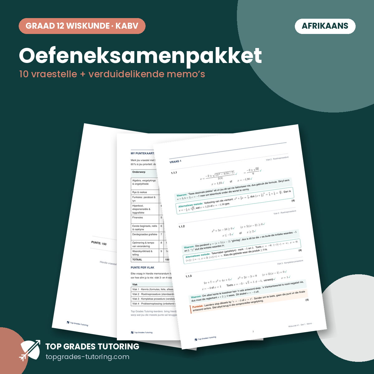 Oefeneksamenpakket: 10 Vraestelle + Memo’s (Afrikaans)
