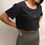 Miniatura: Black Basic Eclipto Shortsleeve Croptop -WIDE NECK