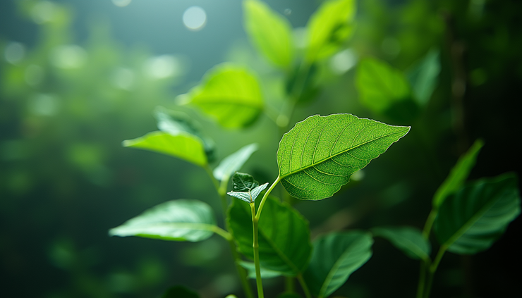 High angle view of Indian almond leaves floating on aquarium water surface