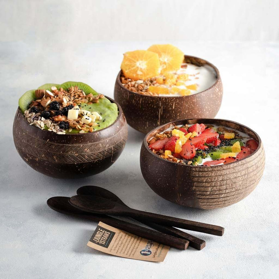 Thumbnail: The Family Bundle – Hand-Carved Coconut Bowls (Pack of 4)