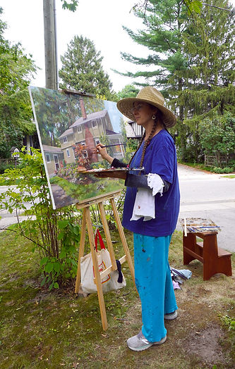 Painting at Rolly's House in Oakville; this is a commissioned house portrait.