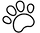 Black paw print icon with a transparent background.