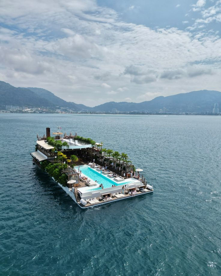The worlds first floating beach club 🏝️☀️🐚__📍Phuket, Thailand __Booked this experience 