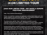 [POSTPONED] GET BACK iKon Limited Tour