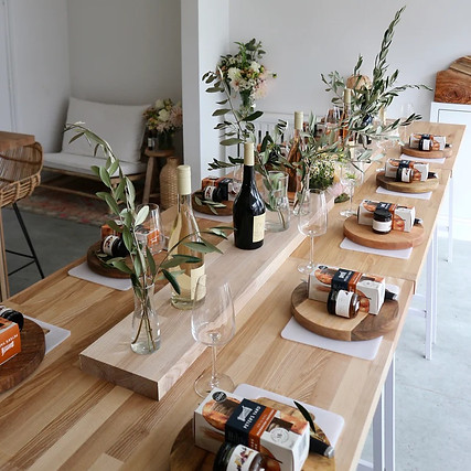 Charcuterie workshop layout on table 
