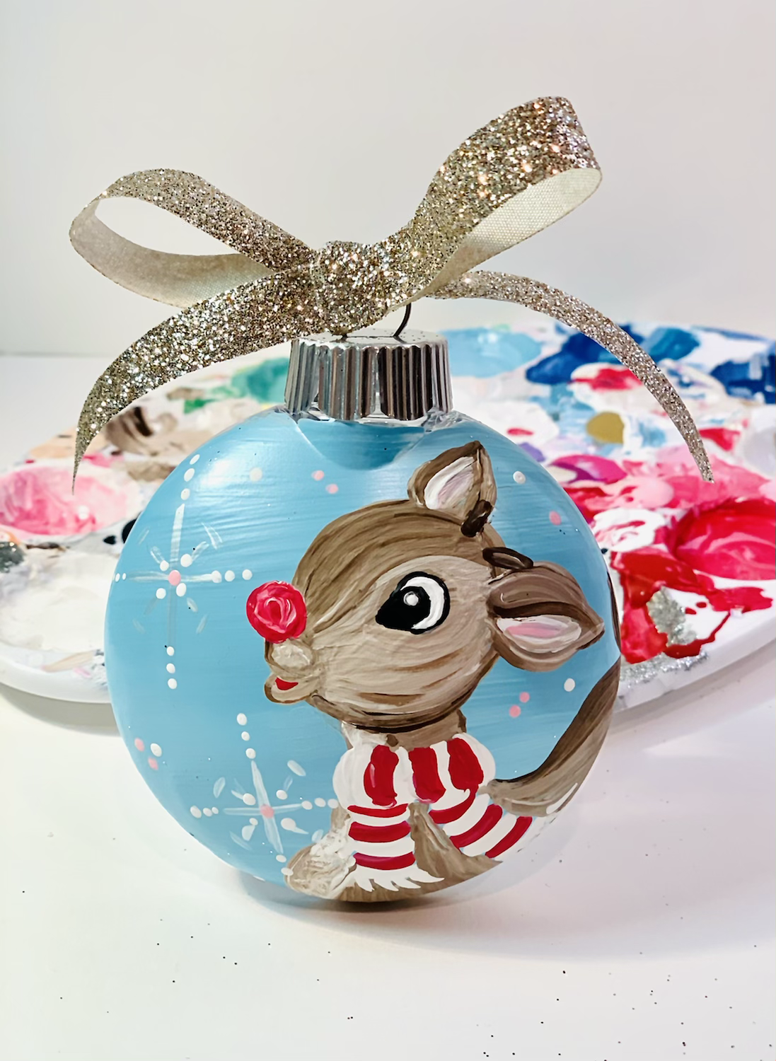 Reindeer boy on blue 