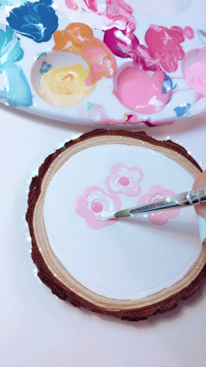 Thumbnail: Original Hand Painted Wood Slice-Roses