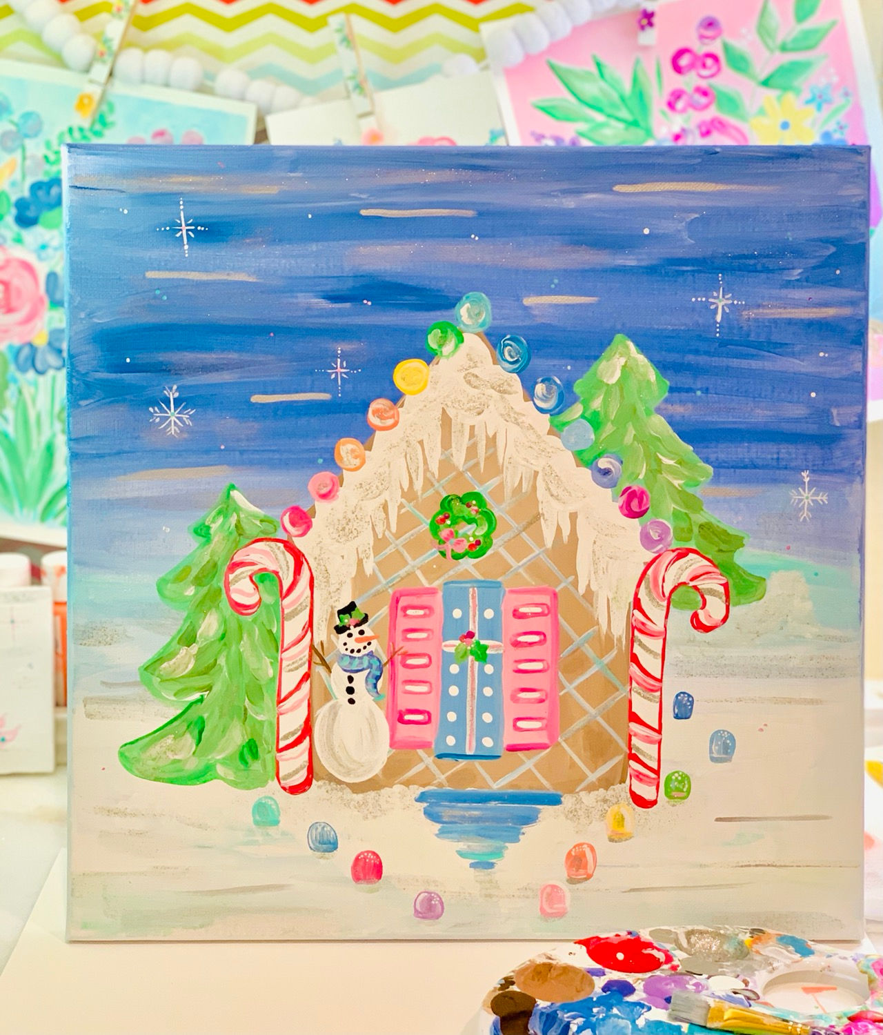 Gingerbread House canvas 14x14 ✰SOLD✰