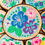 Thumbnail: Original Hand Painted Wood Slice-Blue and Purple Flowers