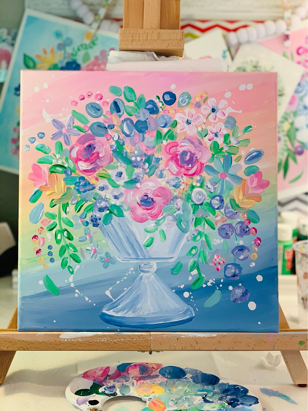 Thumbnail: Floral vase 14x14 canvas ✰SOLD✰