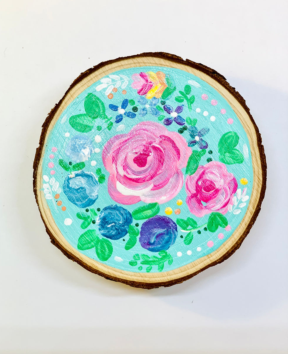 Thumbnail: Original Hand Painted Wood Slice-Roses