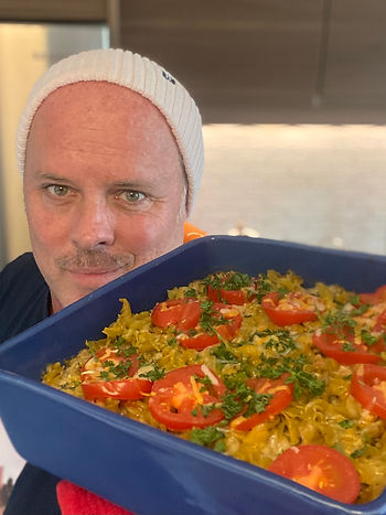 Author Tim Mulligan and his "Perfect 10" Three Cheese Pasta Bake