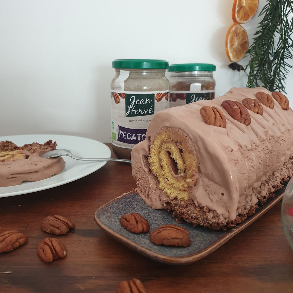 NOËL : Bûche au chocolat, noix de pécan et fève de tonka.