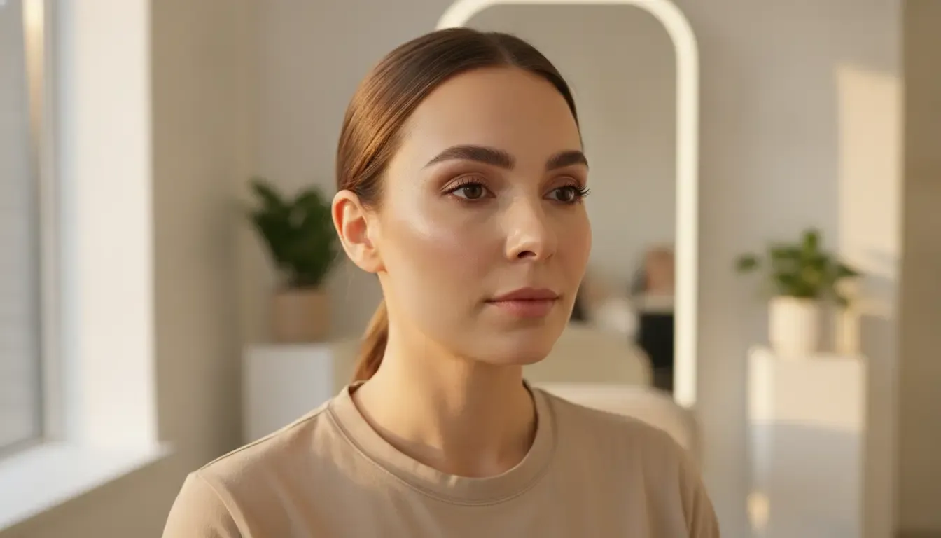 Everyday natural makeup look with softly defined brows and a sheer complexion