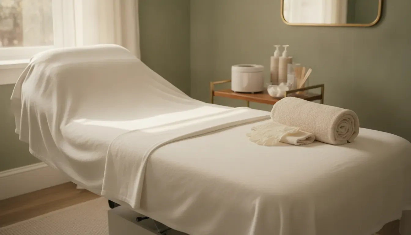 Clean private treatment room prepared for a Brazilian wax appointment