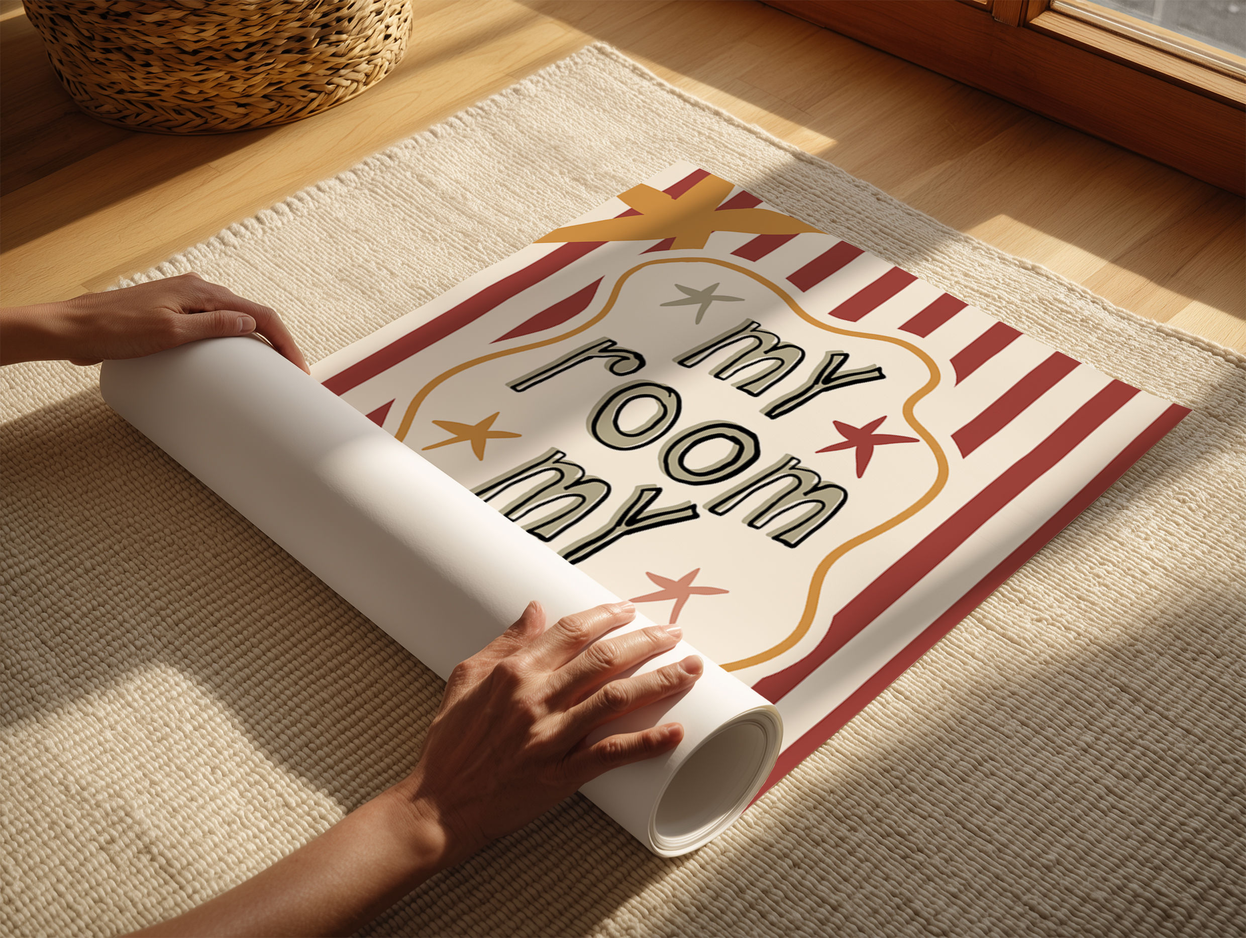 My Room My Rules Wall Art Print, Retro Kids Room Decor (Digital Download)