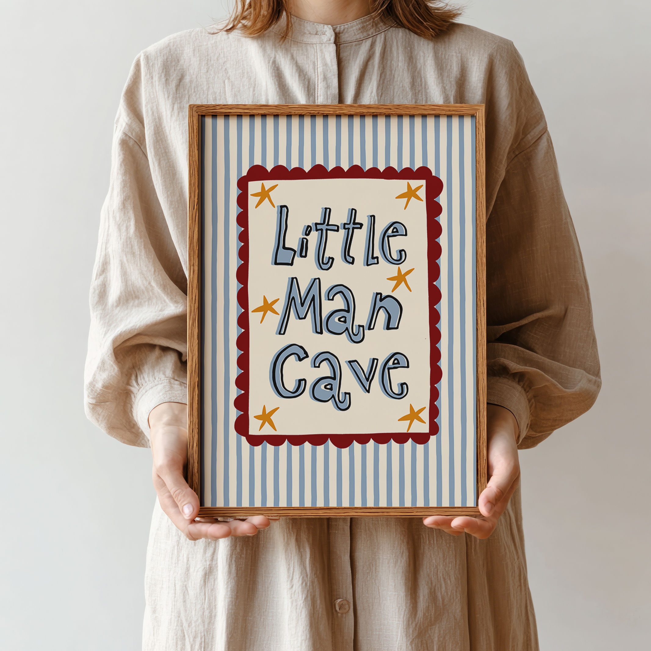 Little Man Cave Print - Striped Game Room Poster (Digital Download)